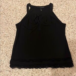 Black Tie Front Tank Top with Sleeveless Design